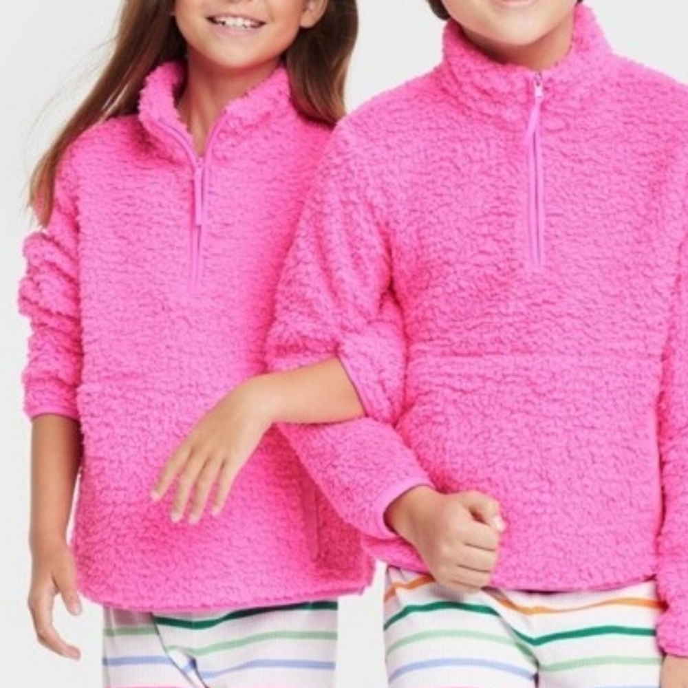 Wondershop Quarter Zip Fleece Girls Medium (8) NWT pink